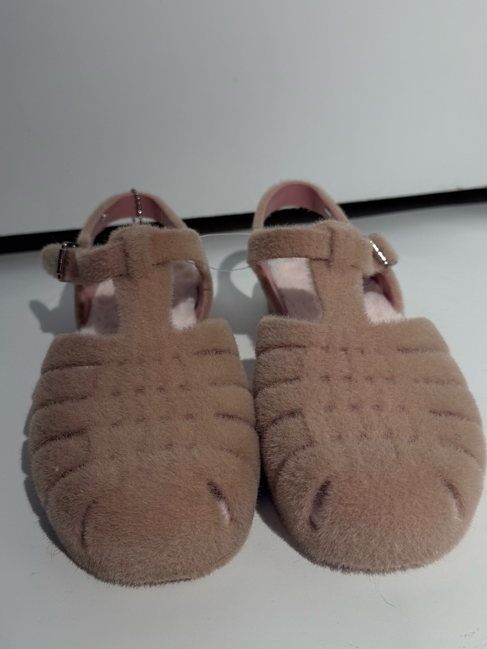 NWOT Melissa Anthropologie Possession Warm Pink Fuzzy Sandals - Picture 12 of 15